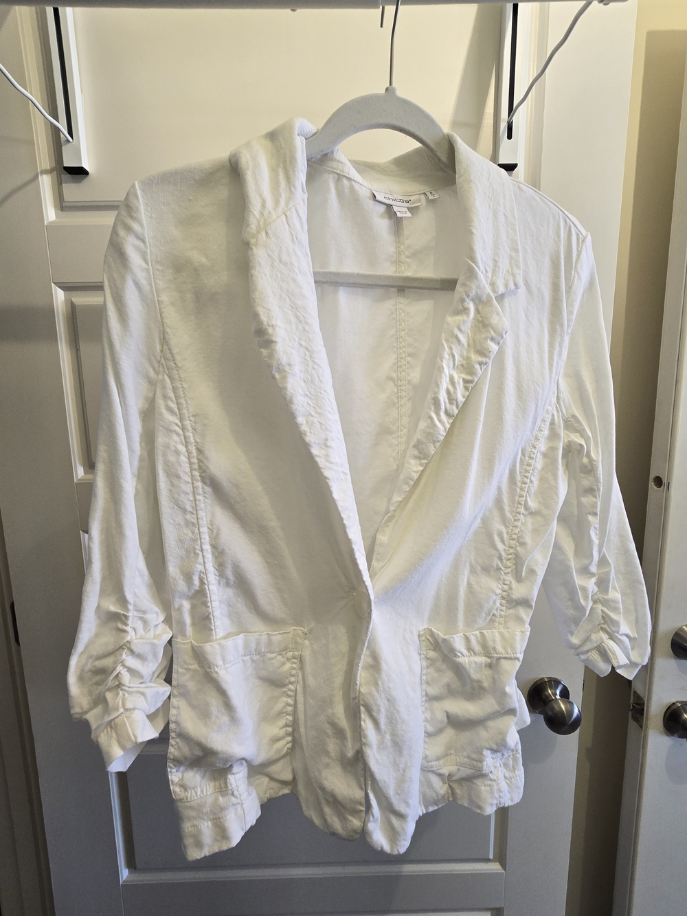 Chico's White Linen Stretch Blazer